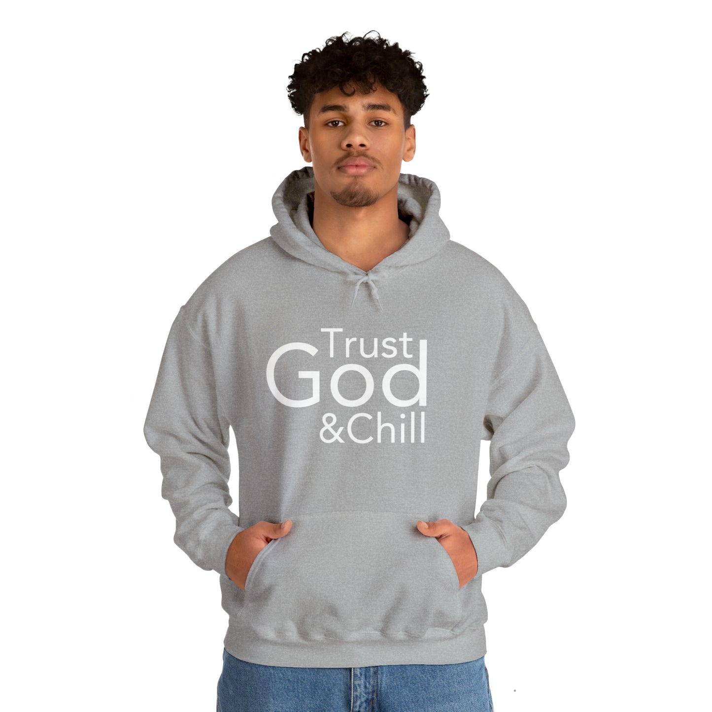 Trust God & Chill Hooded Sweatshirt - White