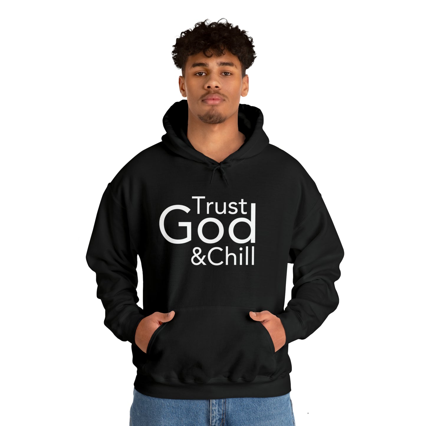 Trust God & Chill Hooded Sweatshirt - White