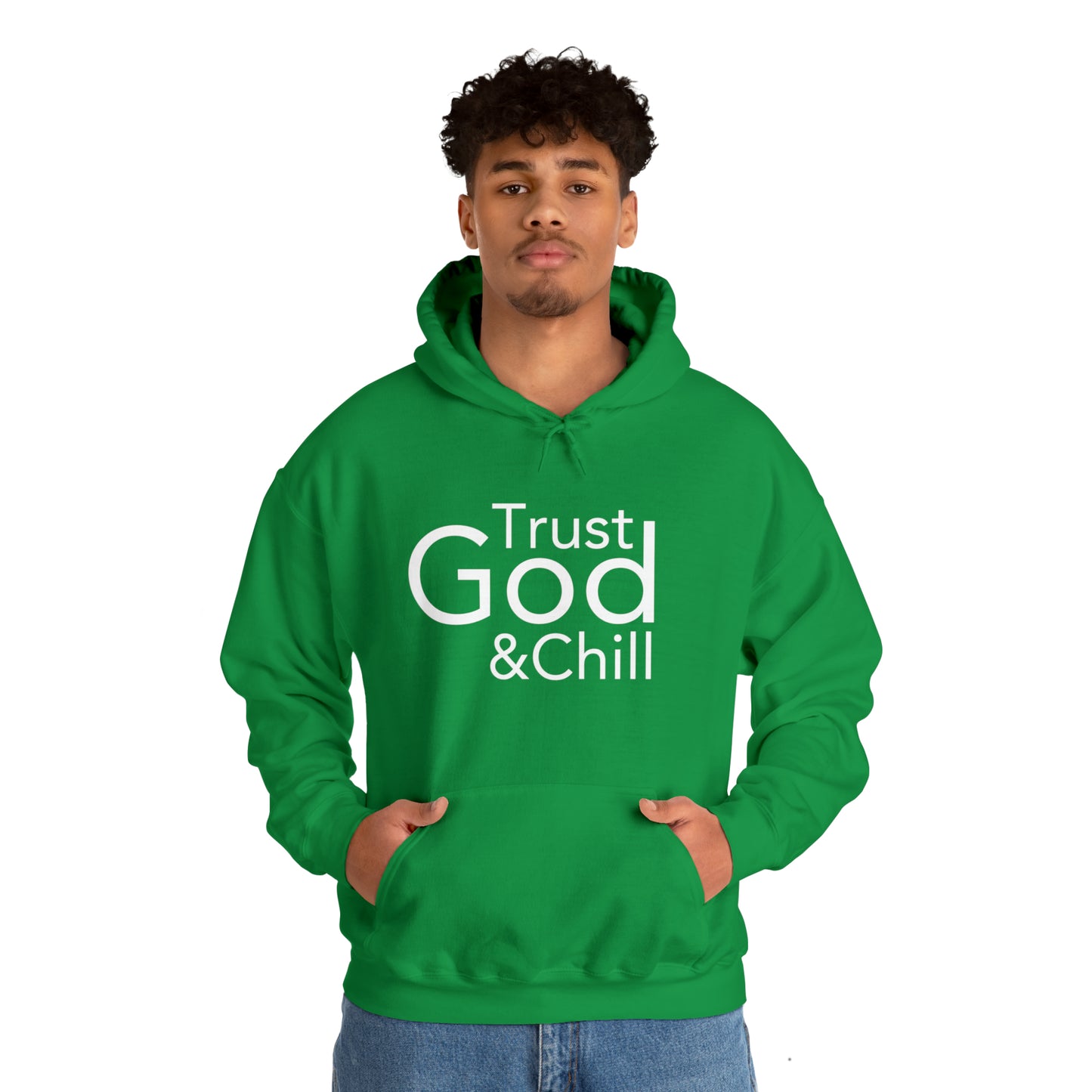 Trust God & Chill Hooded Sweatshirt - White