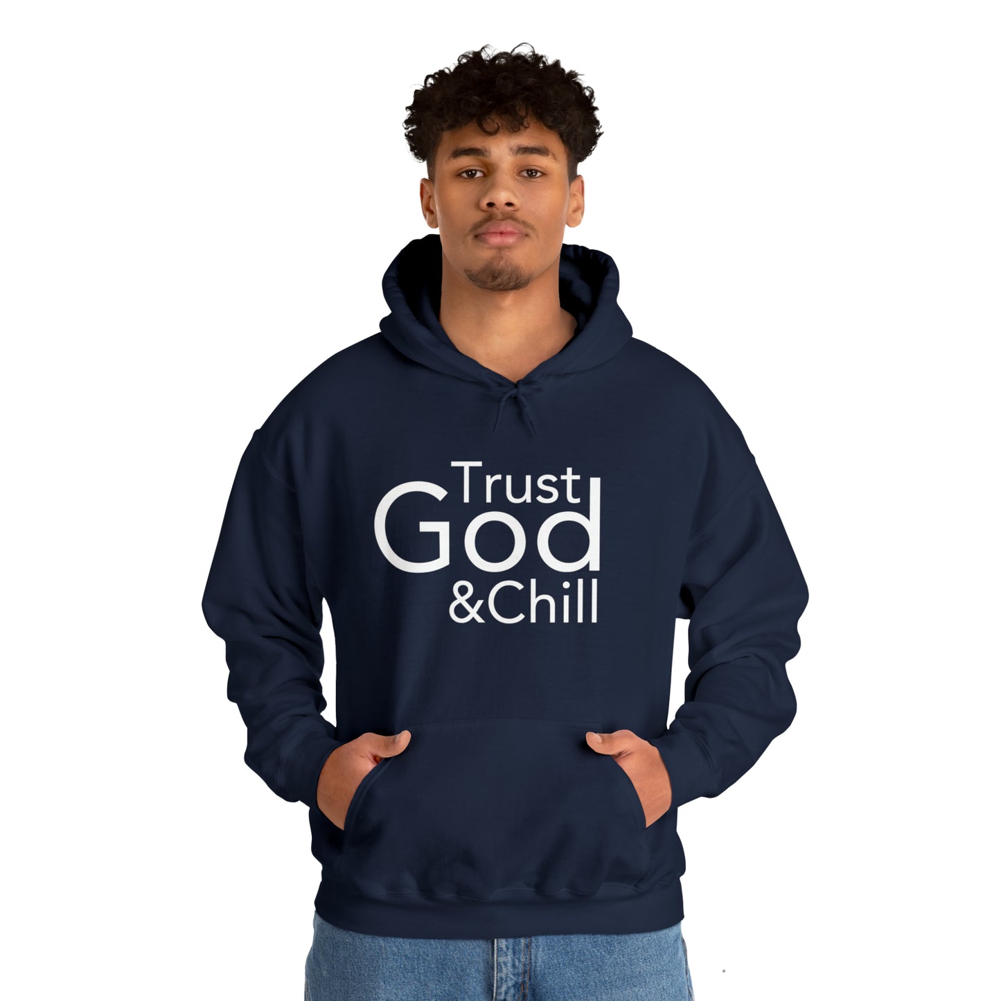 Trust God & Chill Hooded Sweatshirt - White