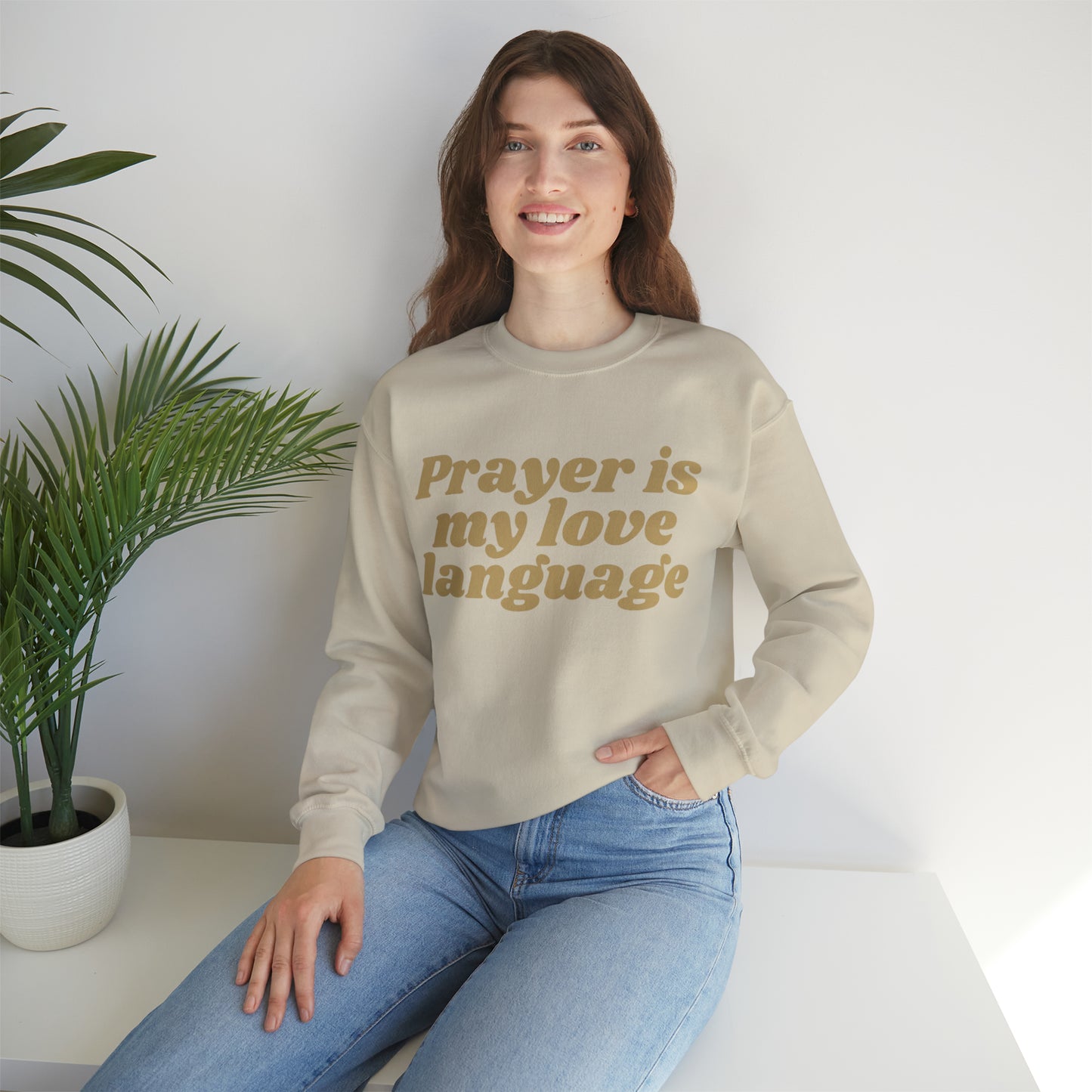 Love Language Crewneck Sweatshirt - Tan